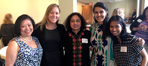 The Arogya Team at the UN in July (from left: Pamela Yih, Carrie Hutchison, Nalini Saligram, Rohini Bhatia, and Naina Saligram).